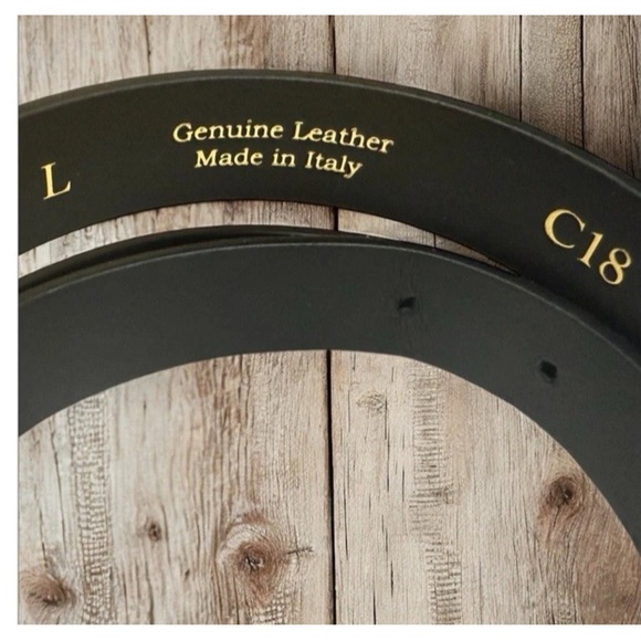 La Via Firenze Black Leather Belt Gold Buckle Made In Italy Size L main image 13